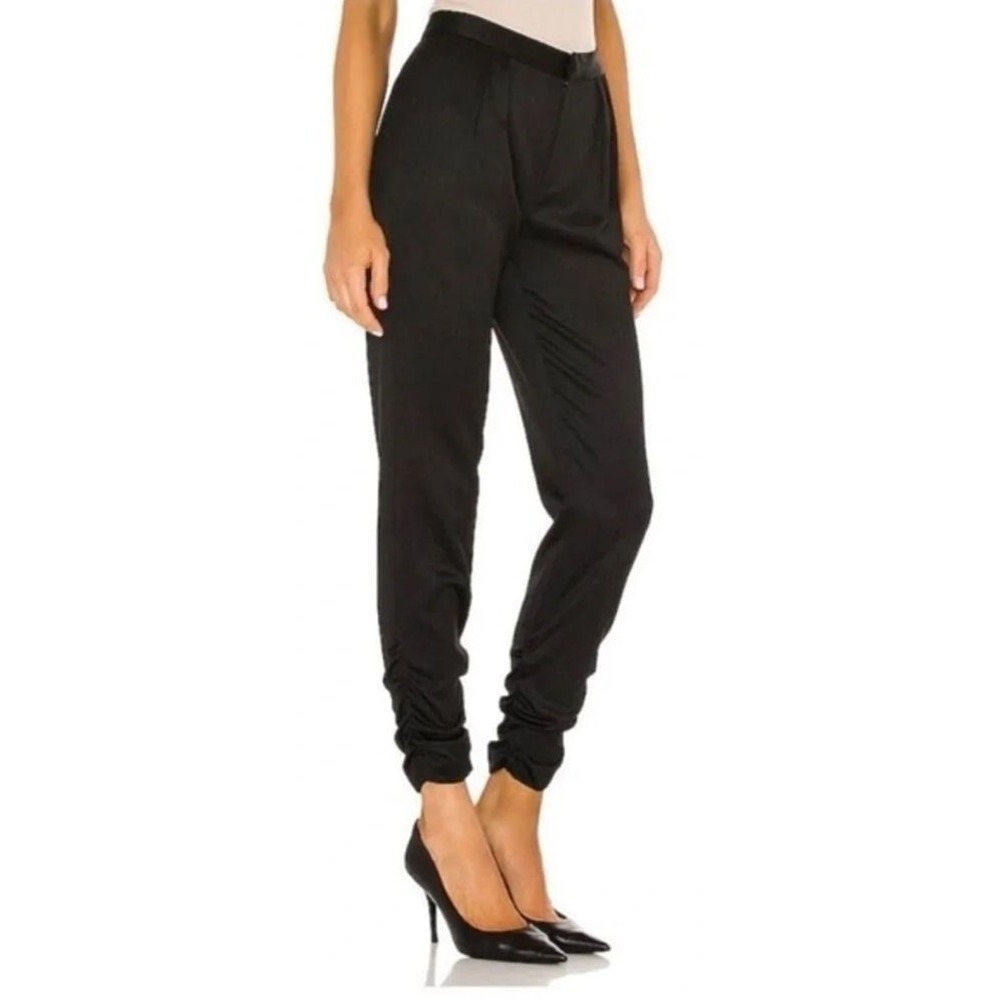 Alice & Olivia‎ Women's Mid Rise Samuel Scrunched Wool Pants - Black - Sz 4